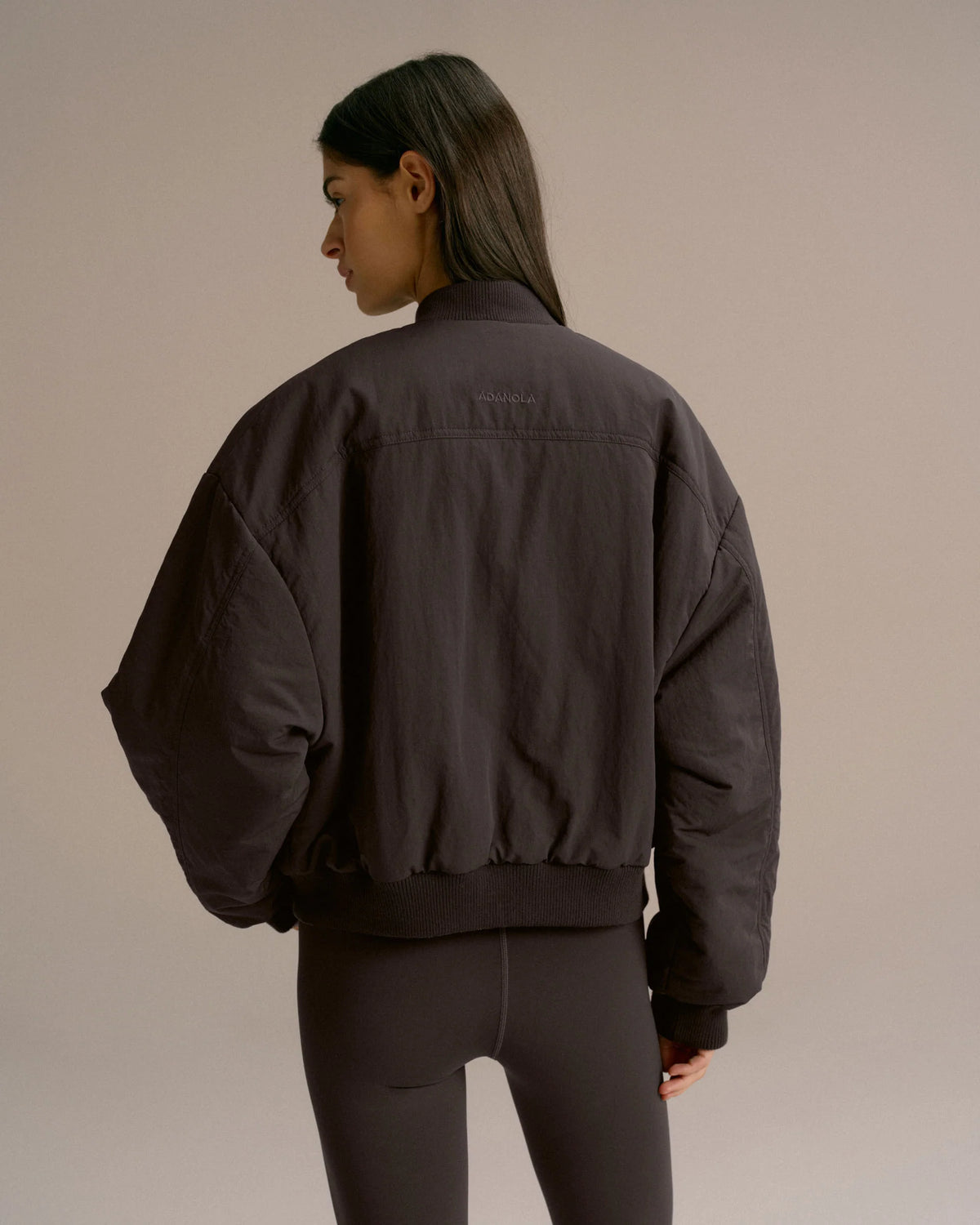 Drop Shoulder Reversible Bomber Jacket - Coffee Bean/Marshmallow White