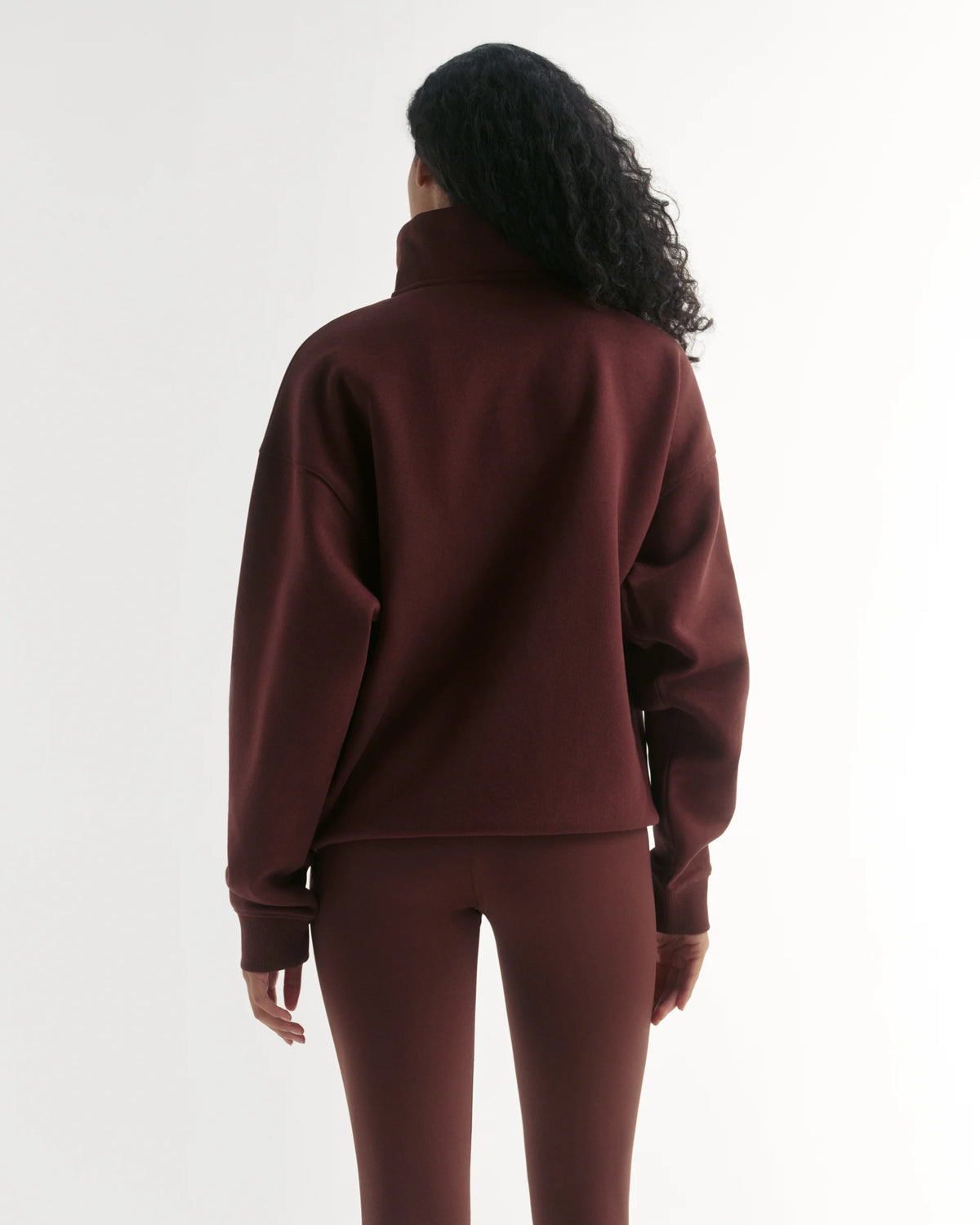Classics Relaxed Funnel Neck Zip Sweatshirt - Mulberry Red/Marshmallow White