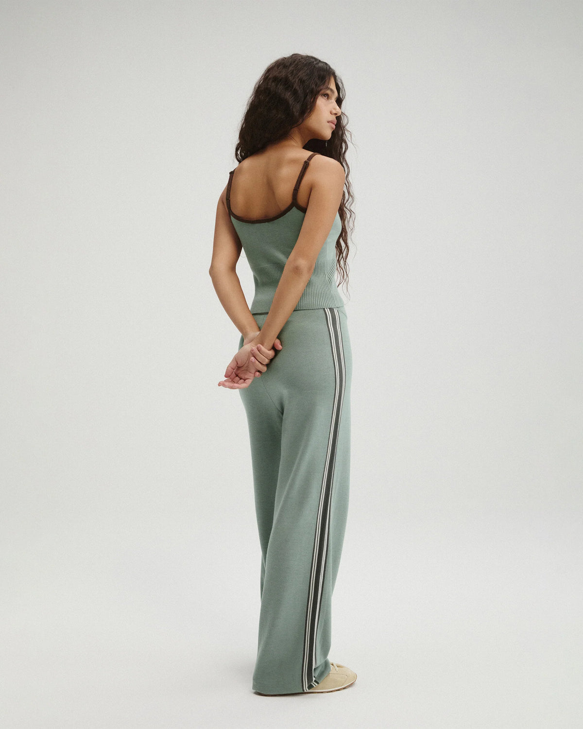 Knit Stripe Straight Leg Trousers - Cloud Blue