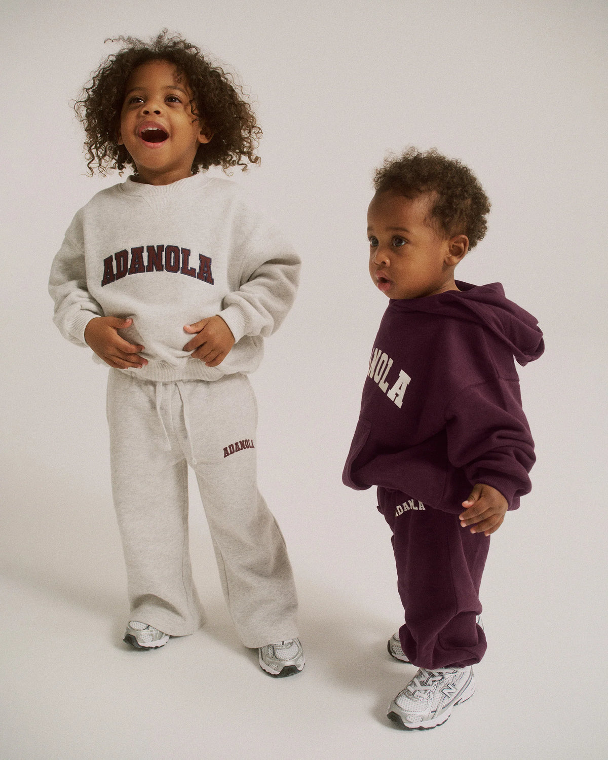 Mini Varsity Straight Leg Sweatpants - Light Grey Melange/Dark Cherry