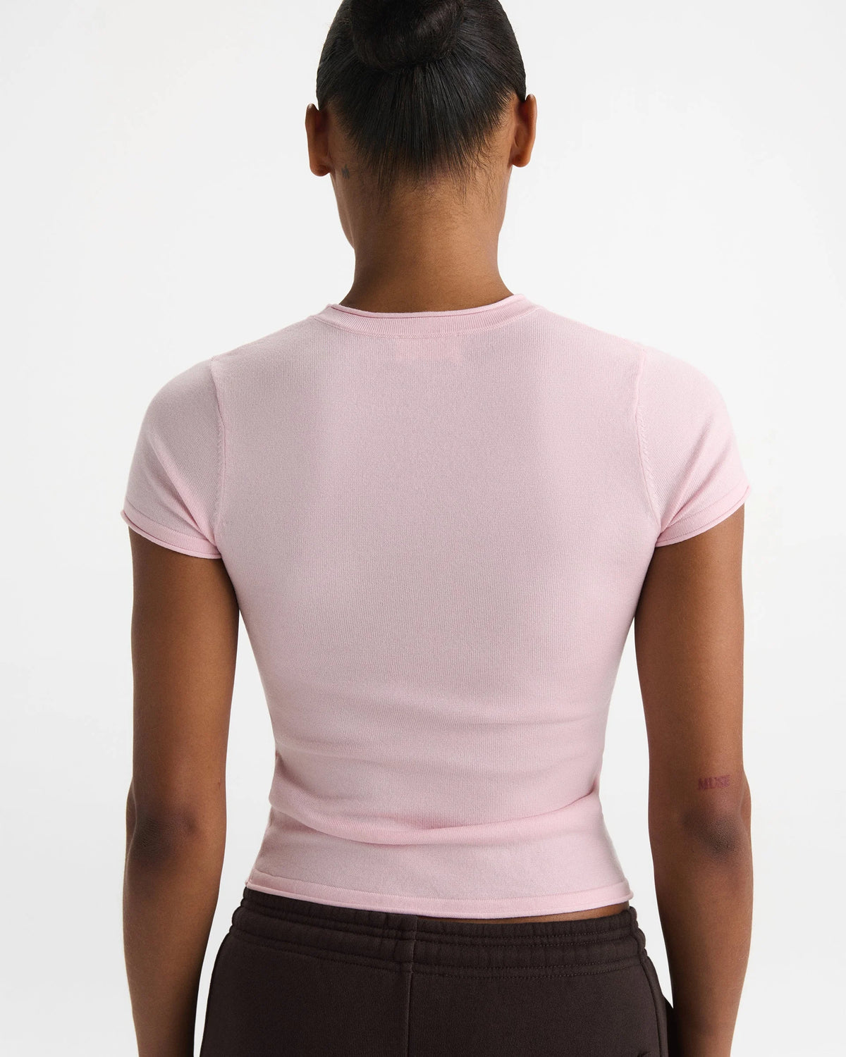 Varsity Knit Crew Neck T-shirt - Pink