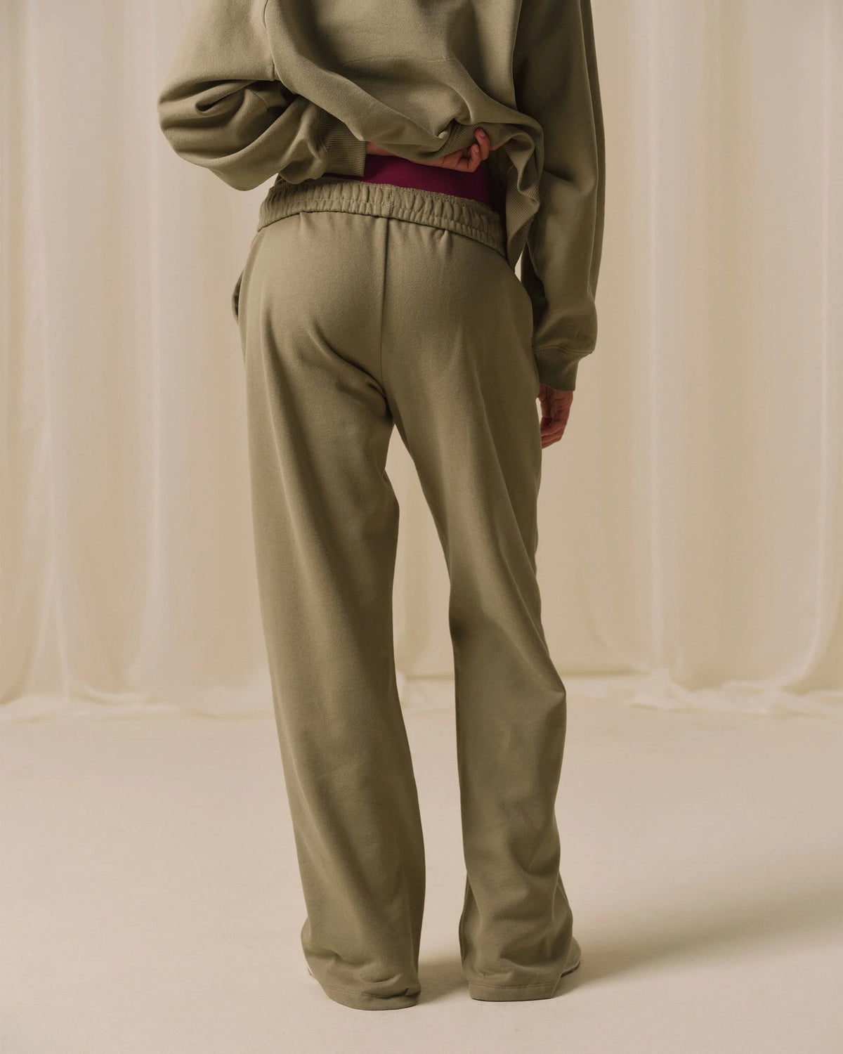 Loose Fit Straight Leg Sweatpants Pistachio Green