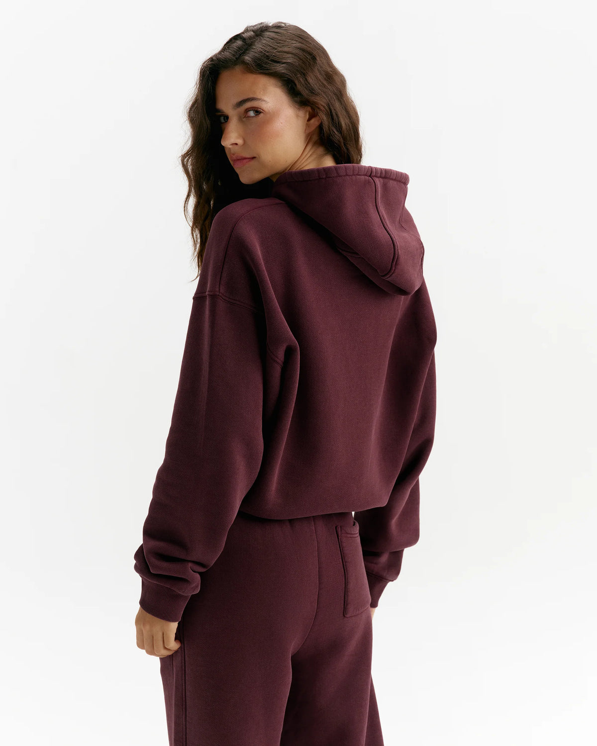 Vintage Relaxed Hoodie Damson Red
