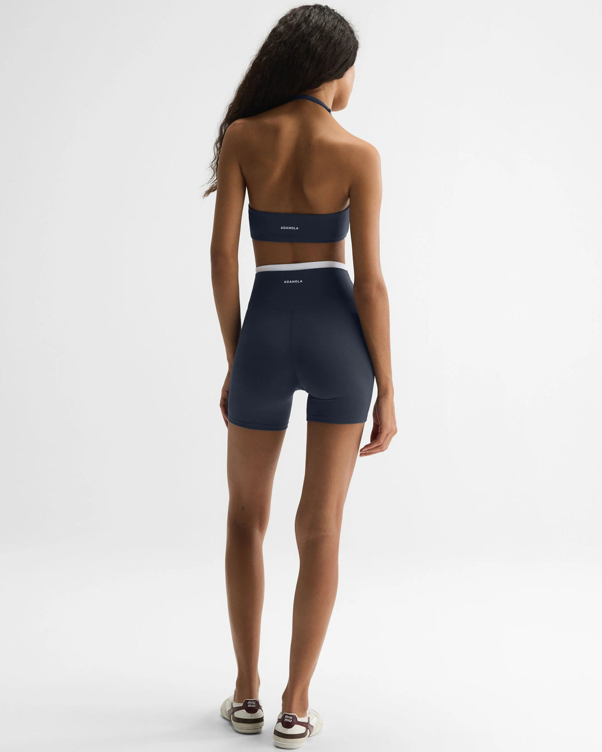 Ultimate Halter Double Layer Bra - Midnight Blue/White