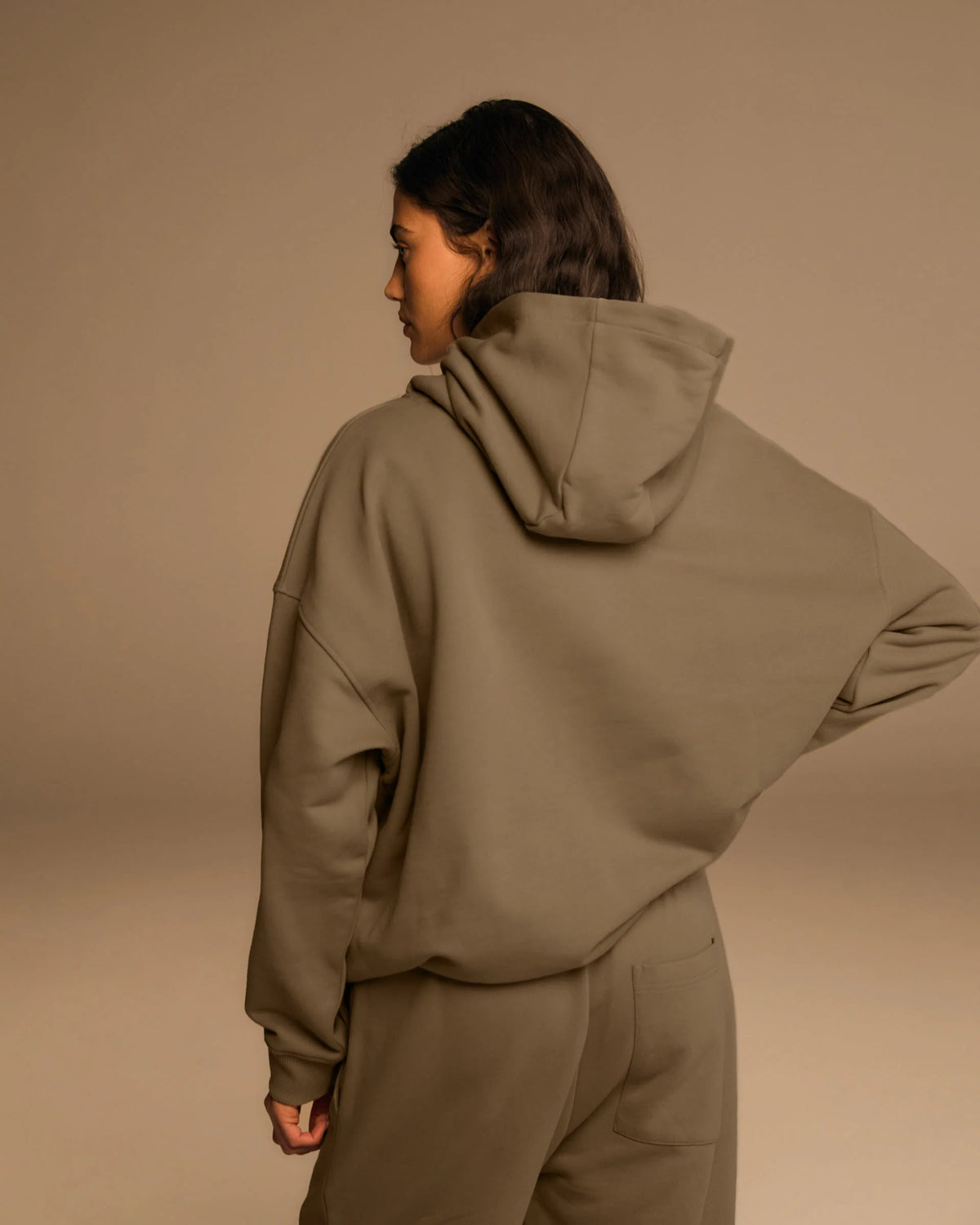 Oversized Hoodie Khaki Beige