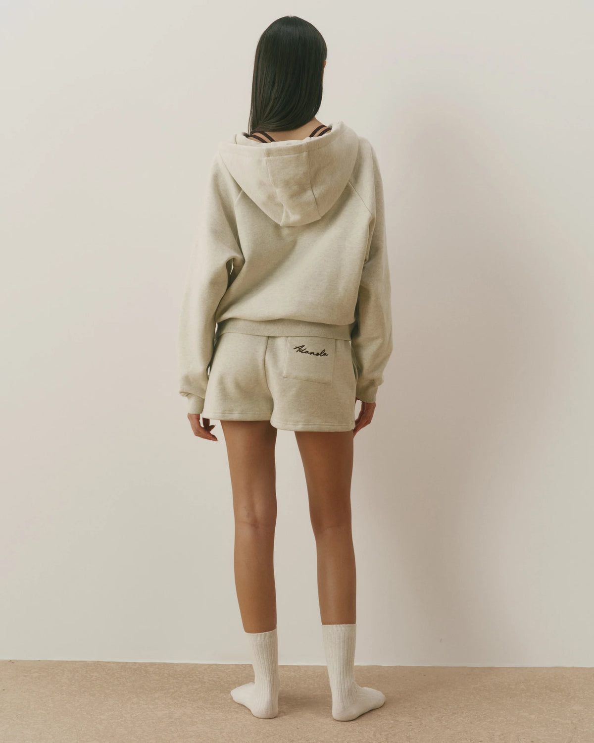 Loose Fit Zip Through Hoodie Oatmeal Marl