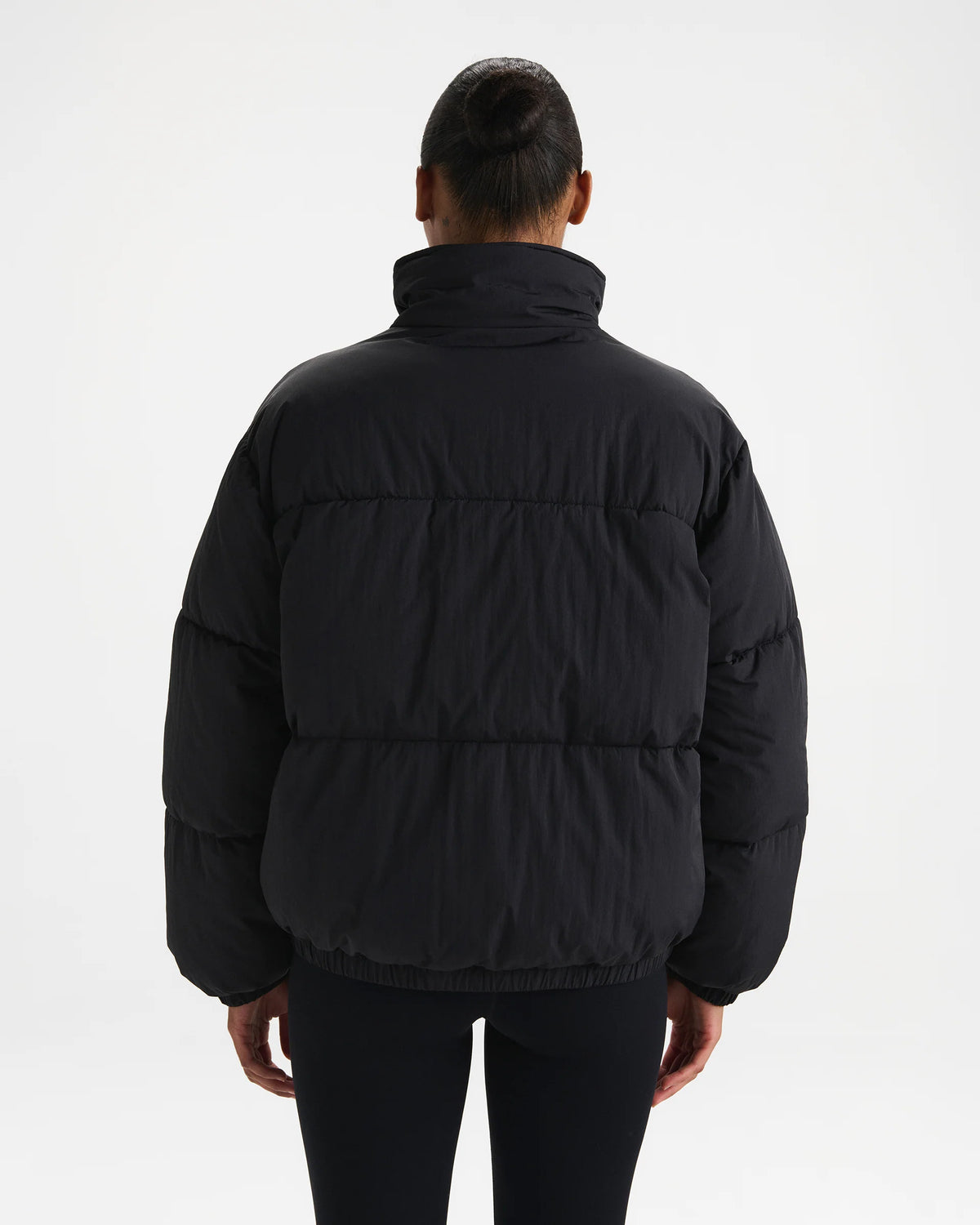 Funnel Neck Puffer Jacket - Black