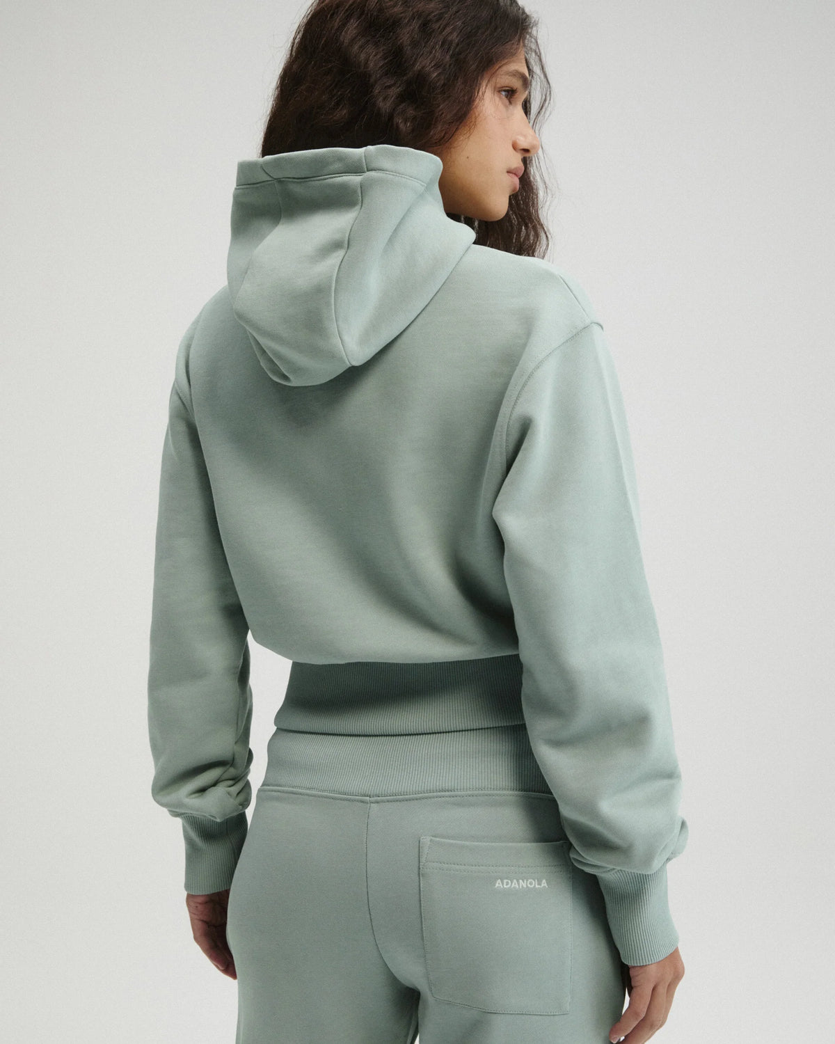Cropped Zip Through Hoodie Cloud Blue