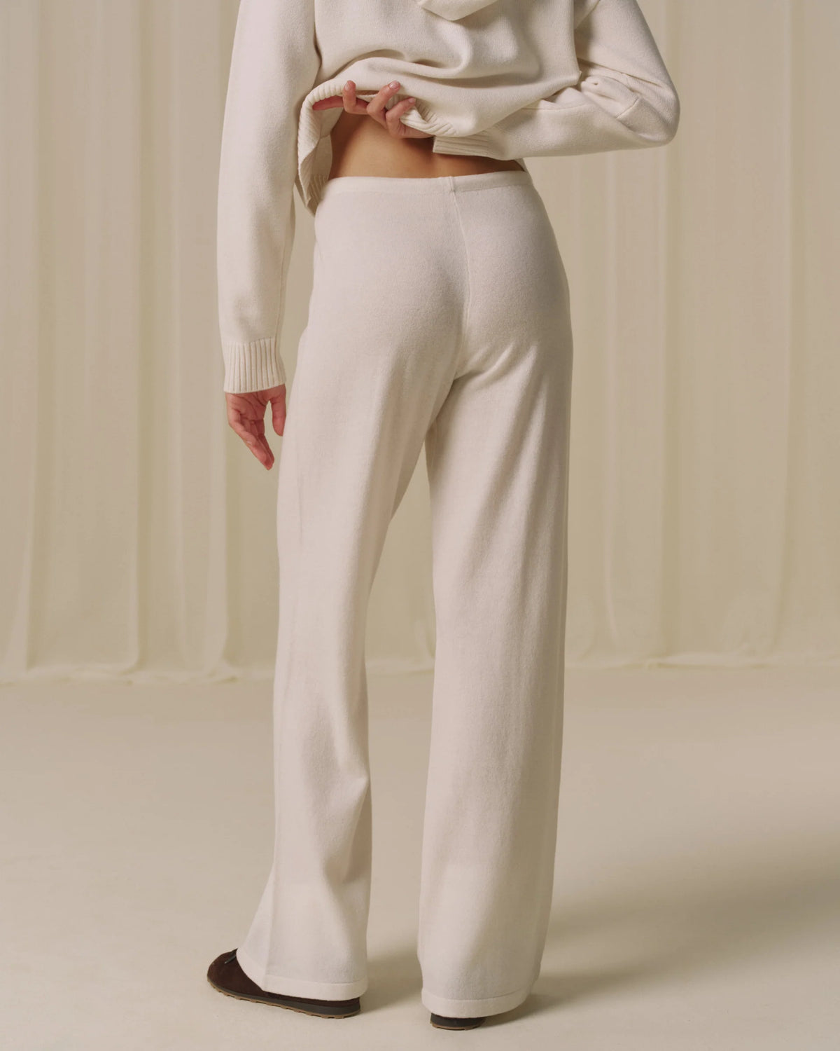 Lightweight Merino Wool Knit Trousers - Marshmallow White