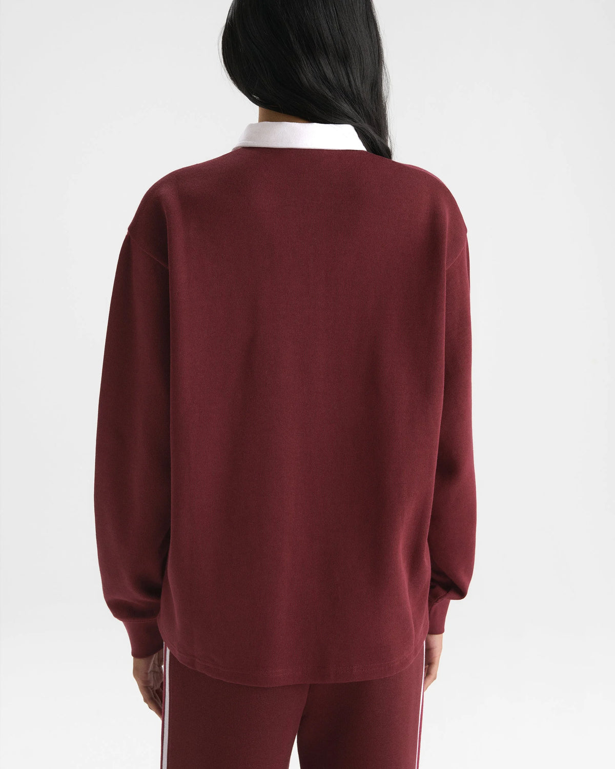 Varsity Oversized Rugby Top - Damson Red