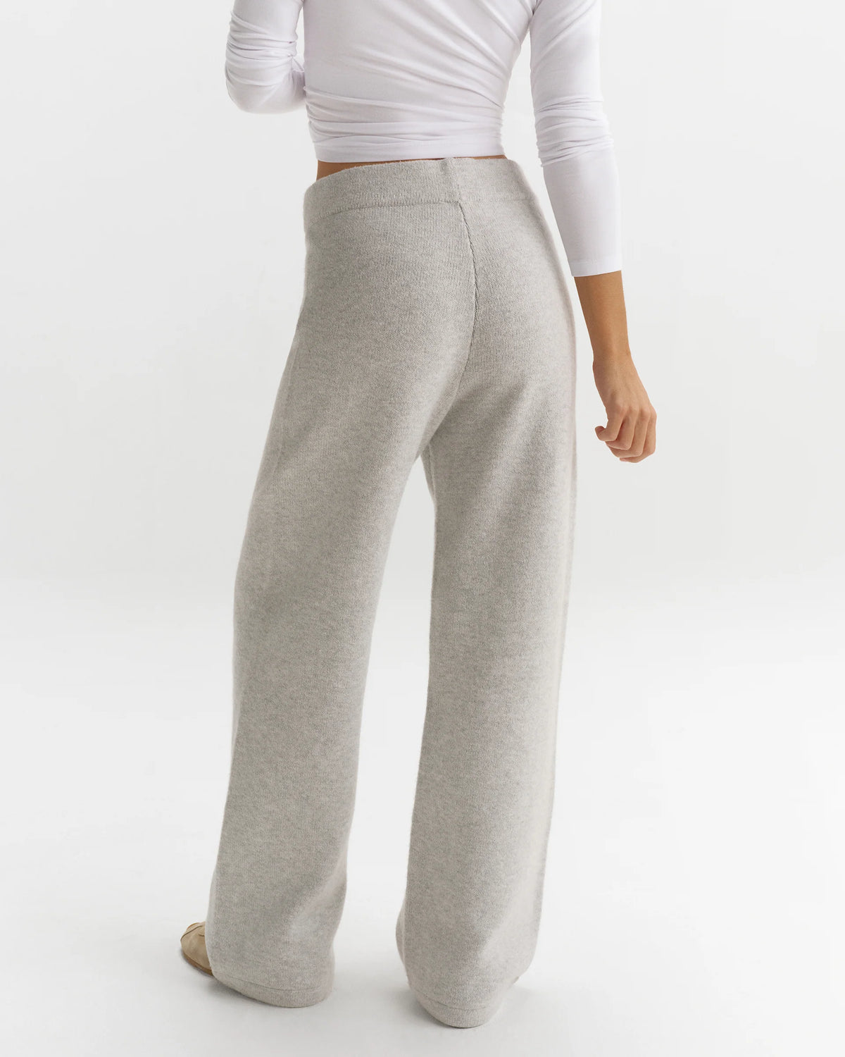 Knit Straight Leg Sweatpants - Light Grey Melange