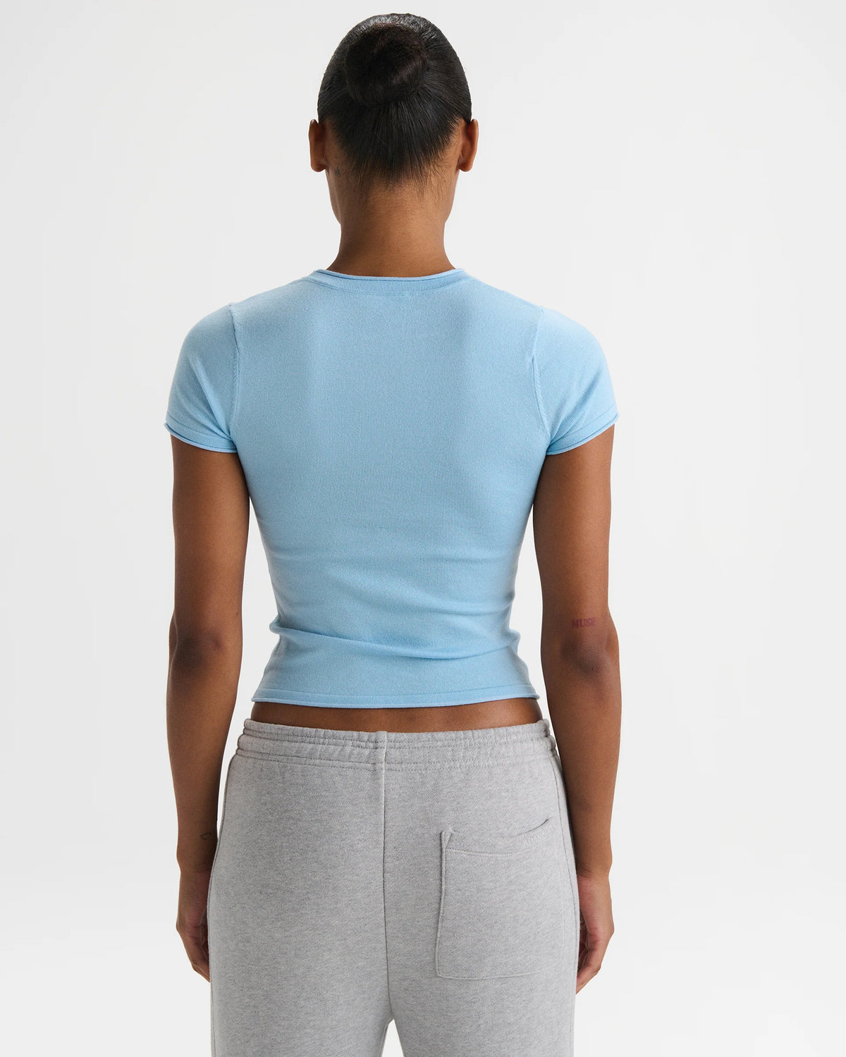 Varsity Knit Crew Neck T-shirt - Light Breeze Blue