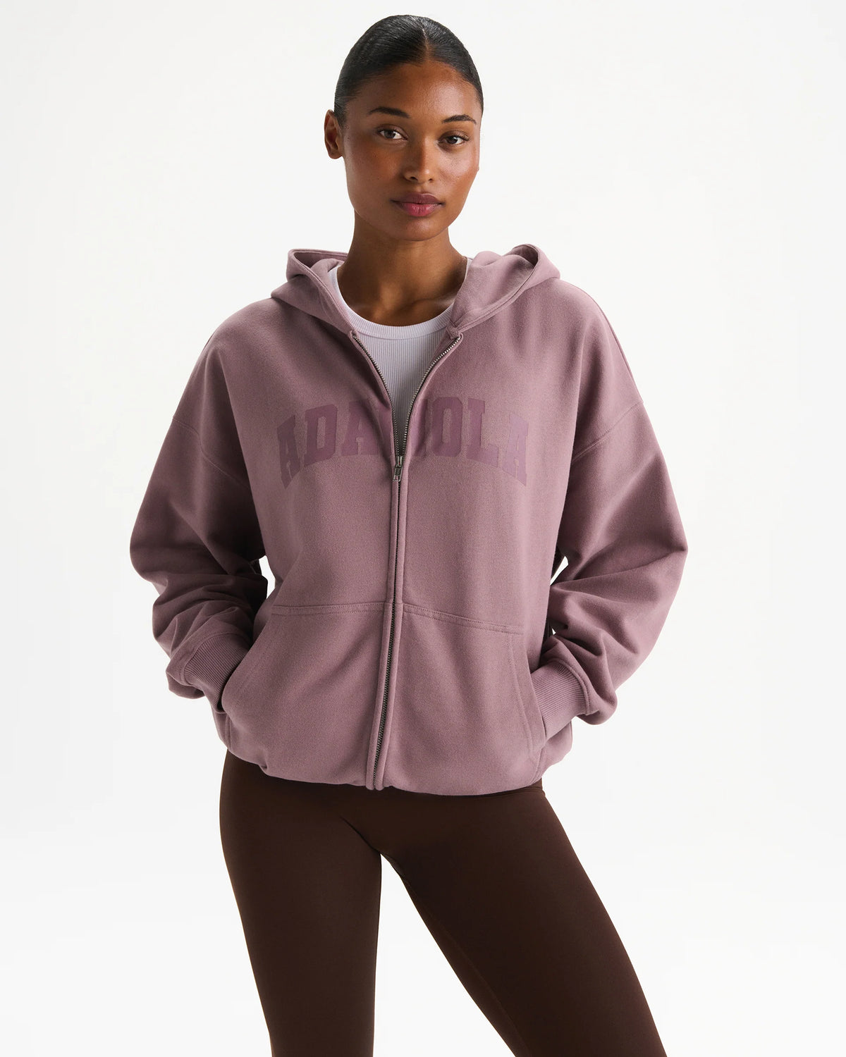 Oversized Zip Through Hoodie Dusk Purple