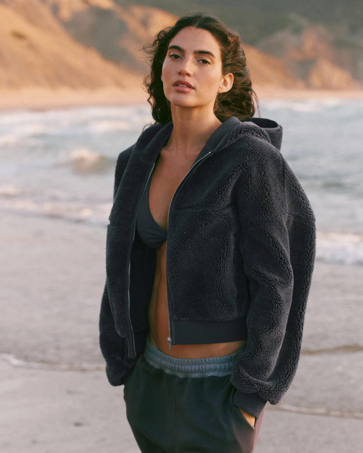 Cropped Hooded Fleece - Midnight Blue