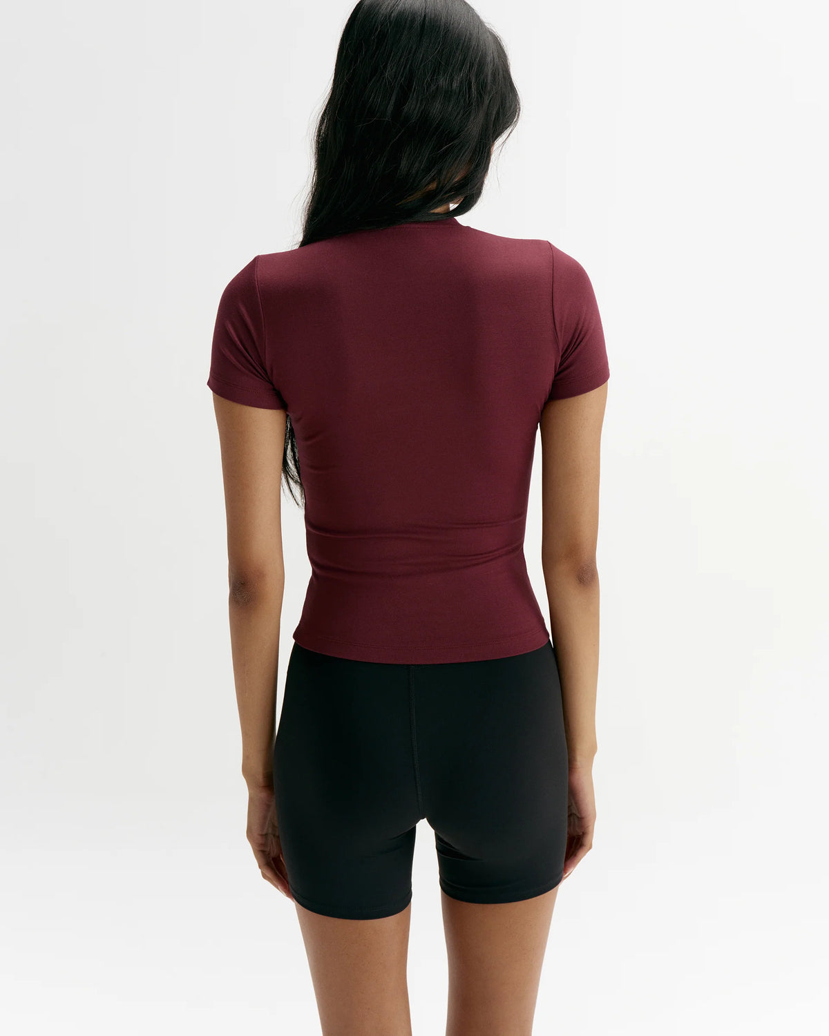 Modal Soft Short Sleeve Top - Damson Red