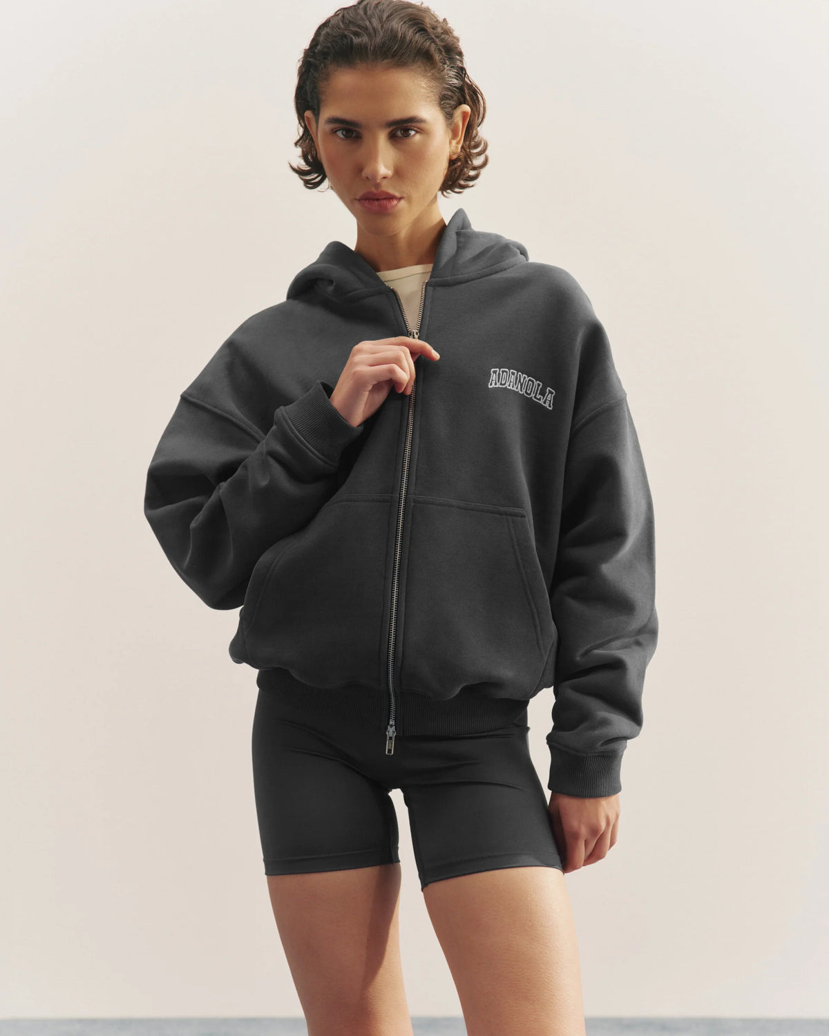 Relaxed Zip Through Hoodie Graphite Grey
