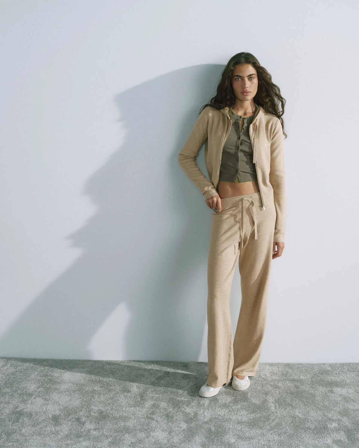 Adanola Knit Straight Leg Trousers - Oatmeal