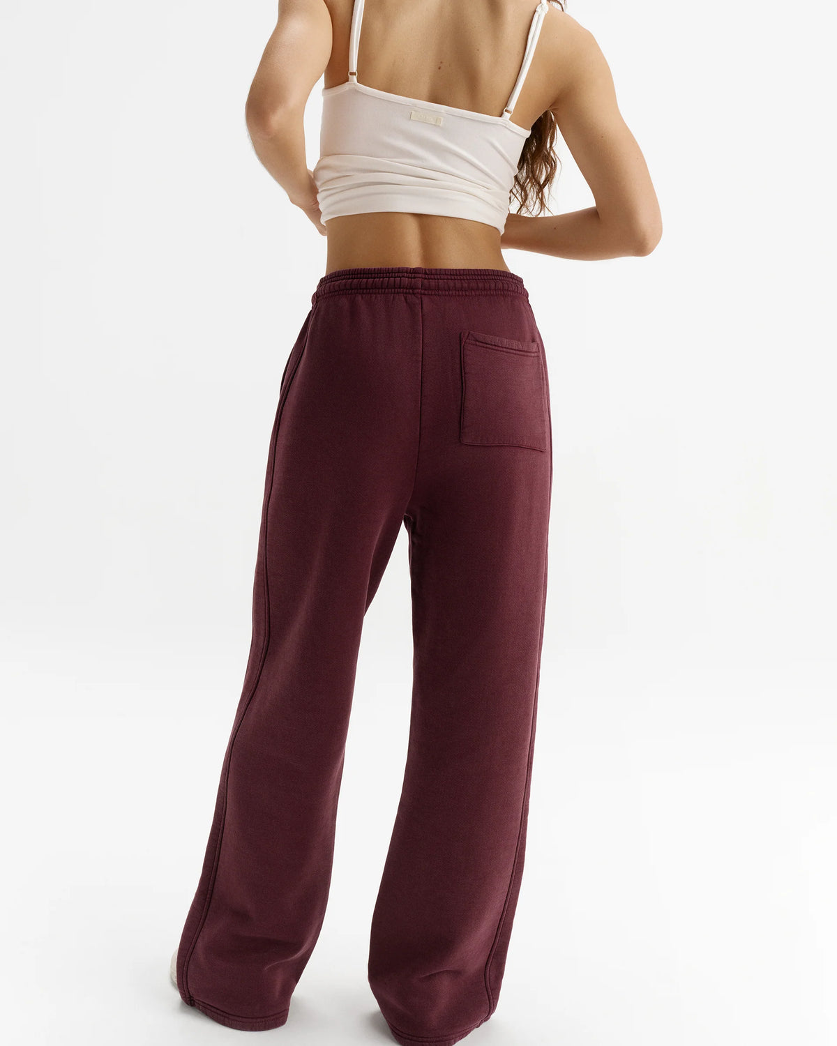 Vintage Straight Leg Sweatpants Damson Red