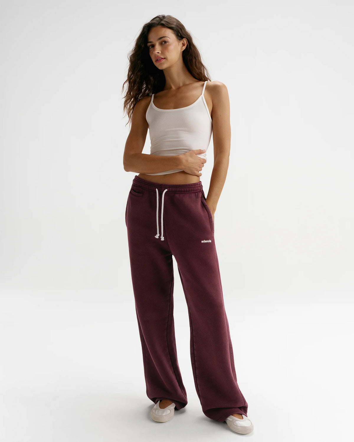 Vintage Straight Leg Sweatpants Damson Red