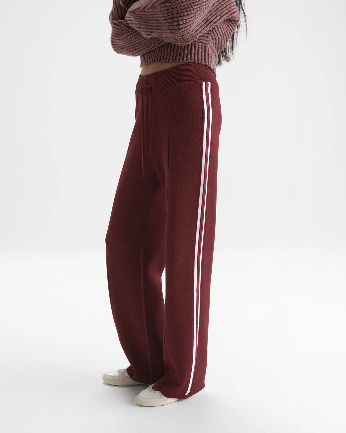 Knit Straight Leg Pants - Damson Red