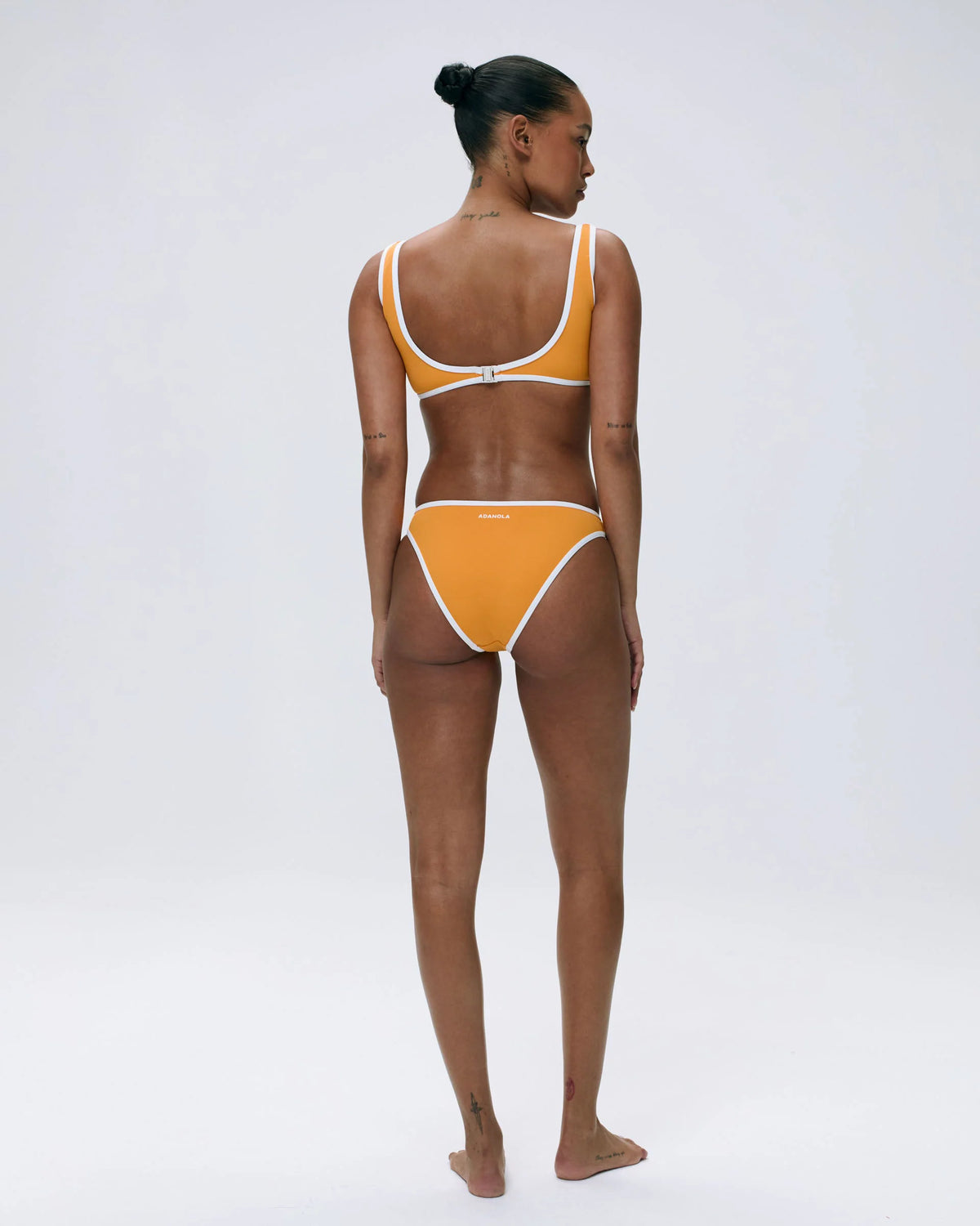 Contrast Bikini Bottom - Mango Orange/Marshmallow White
