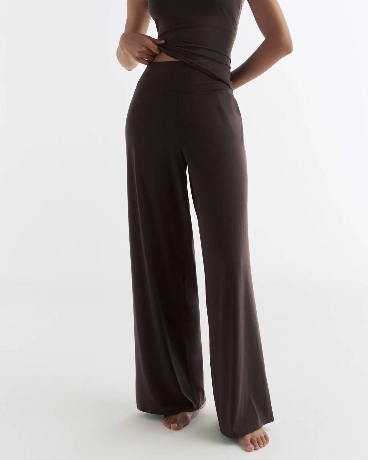 Wide Leg Yoga Pants - Coffee Bean