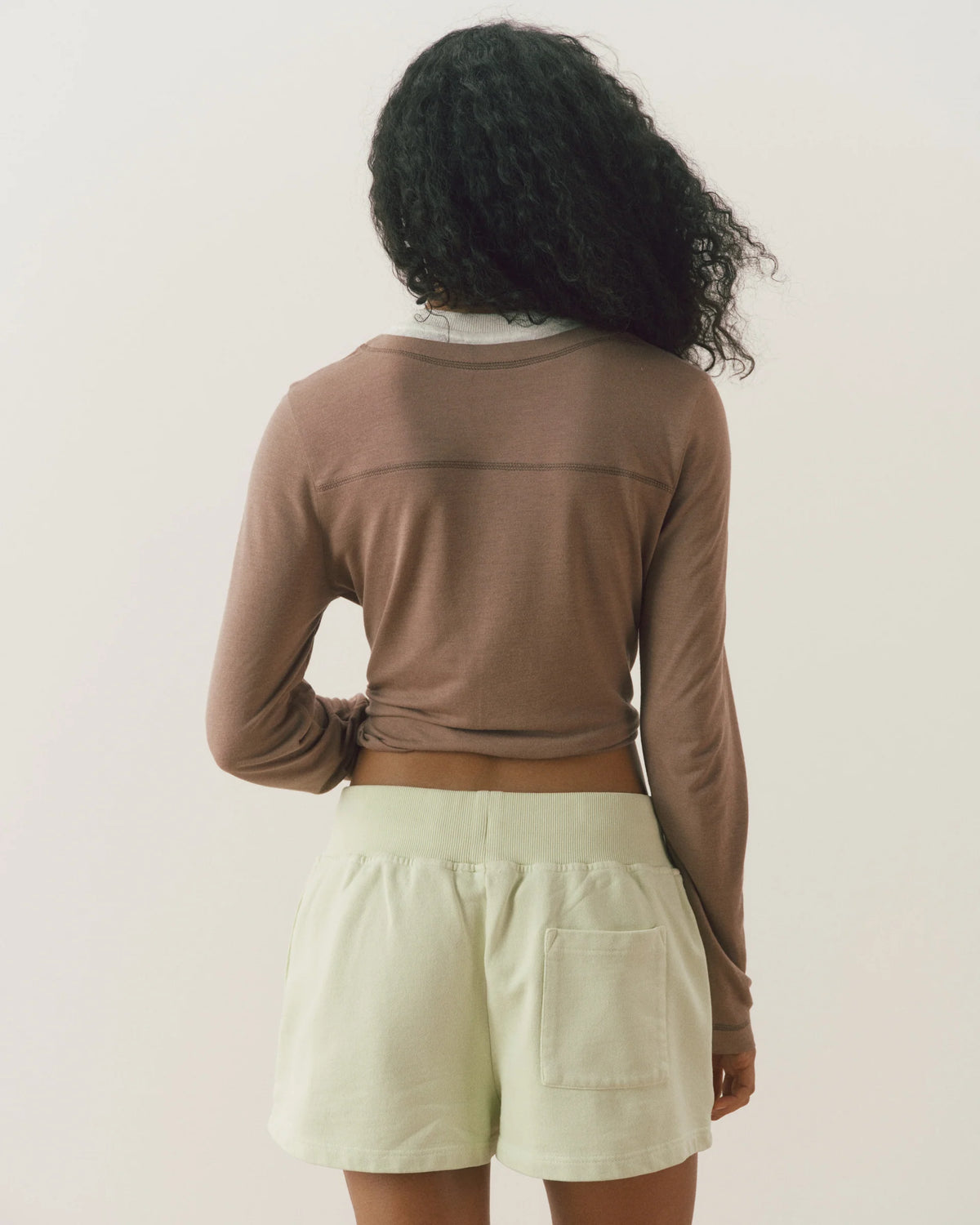 Cropped Sweat Shorts - Washed Lime Green
