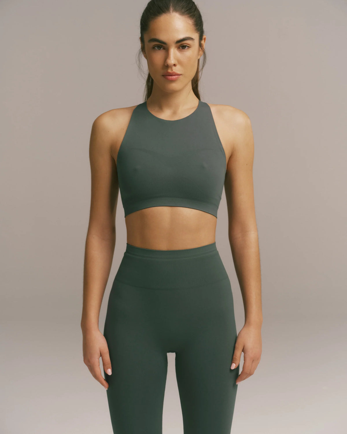 Seamless Racer Tank Bra - Sea Green