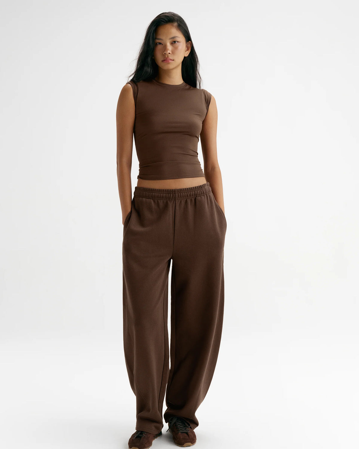Barrel Leg Sweatpants Chocolate Brown