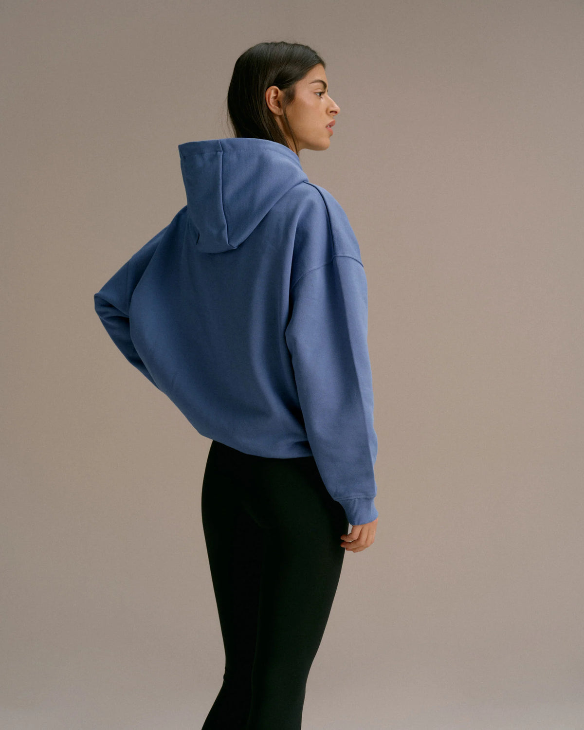 Oversized Zip Through Hoodie Vintage Blue