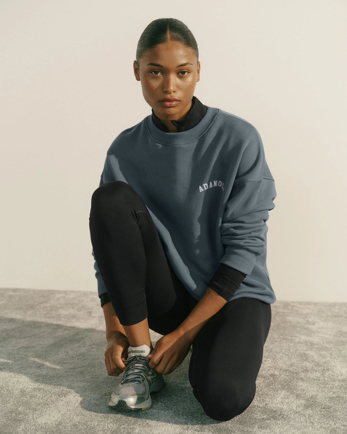 Classic Adanola Oversized Sweatshirt - Storm Blue/Marshmallow White