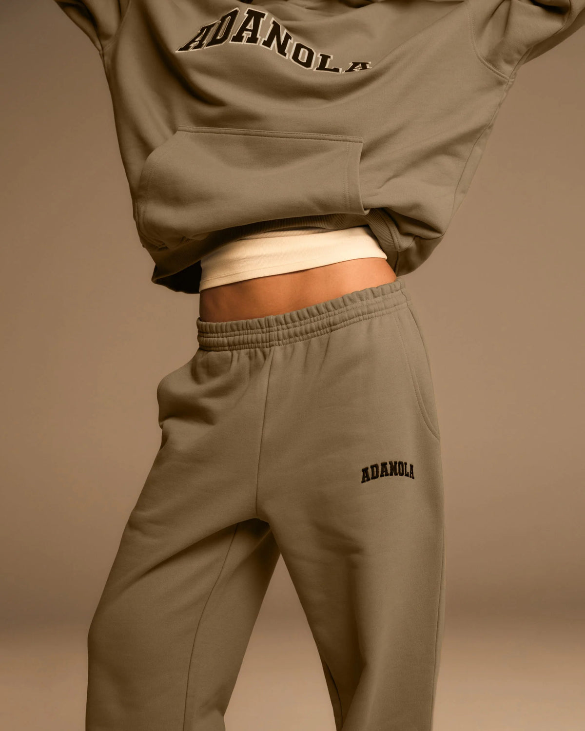 Straight Leg Sweatpants Khaki Beige