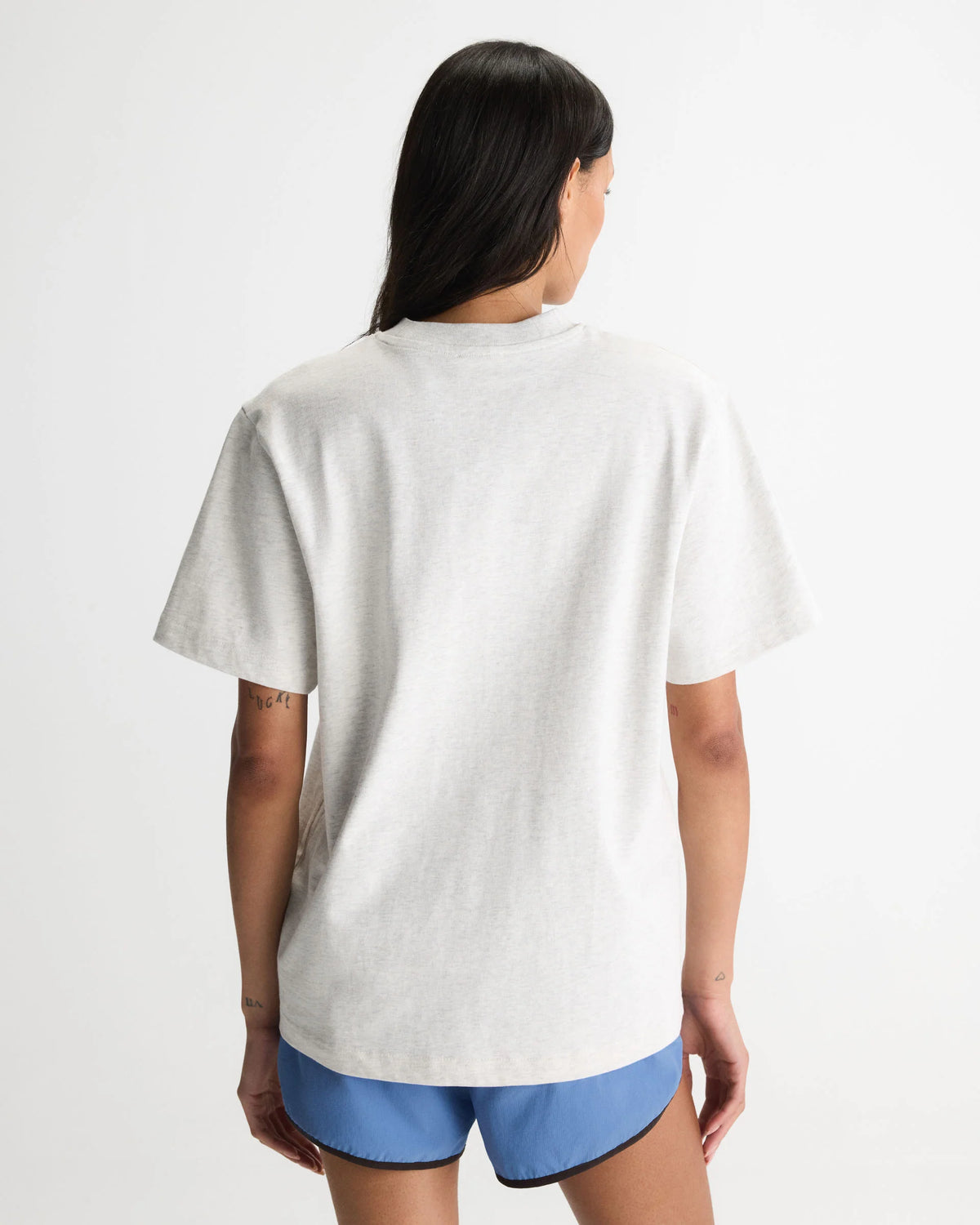 ADA Short Sleeve Oversized T-shirt - Light Grey Melange/Blossom Blue