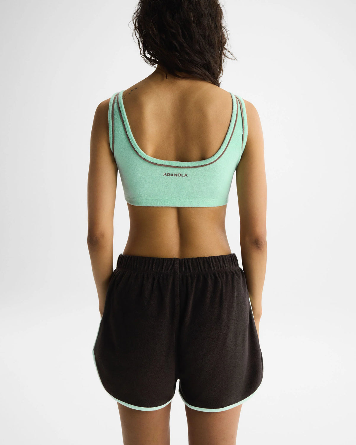 Towelling Piping Shorts - Coffee Bean