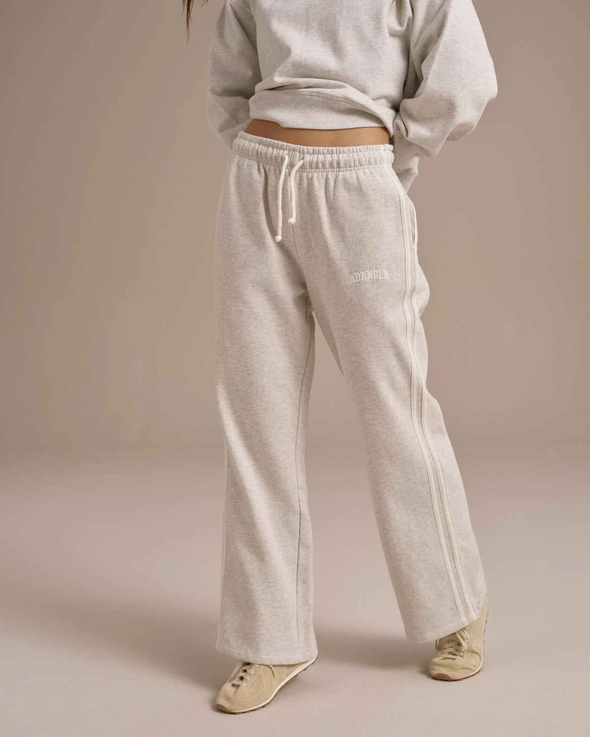 Loose Fit Straight Leg Sweatpants Light Grey Melange