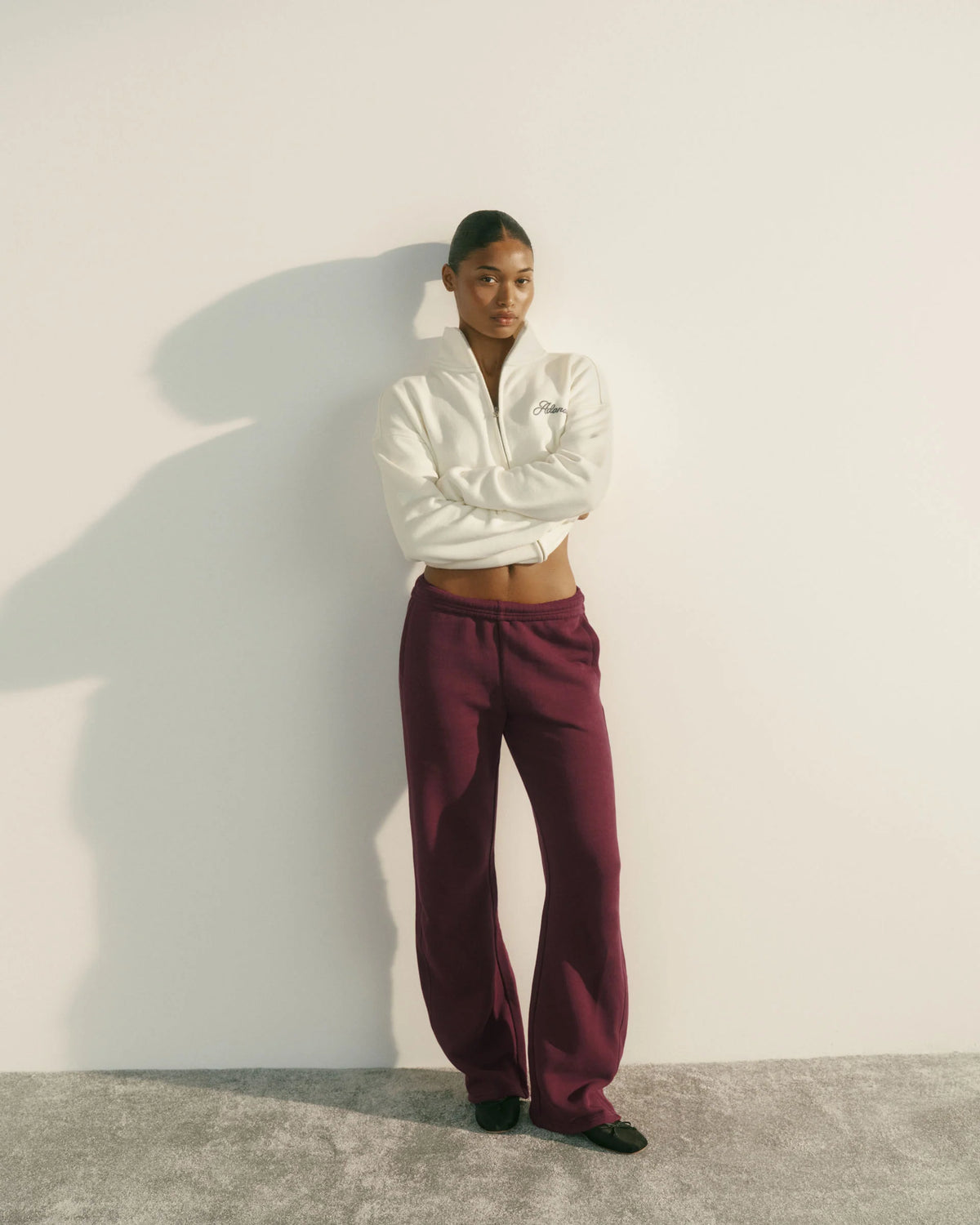 Classic Straight Leg Sweatpants Damson Red
