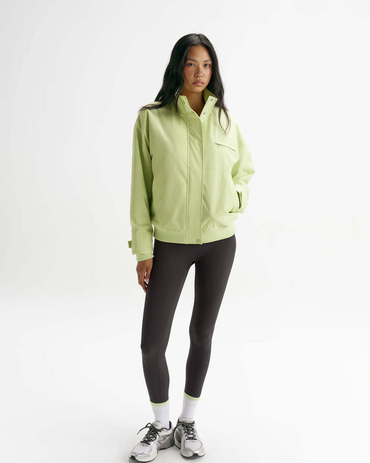 Funnel Neck Technical Jacket - Lime Cream