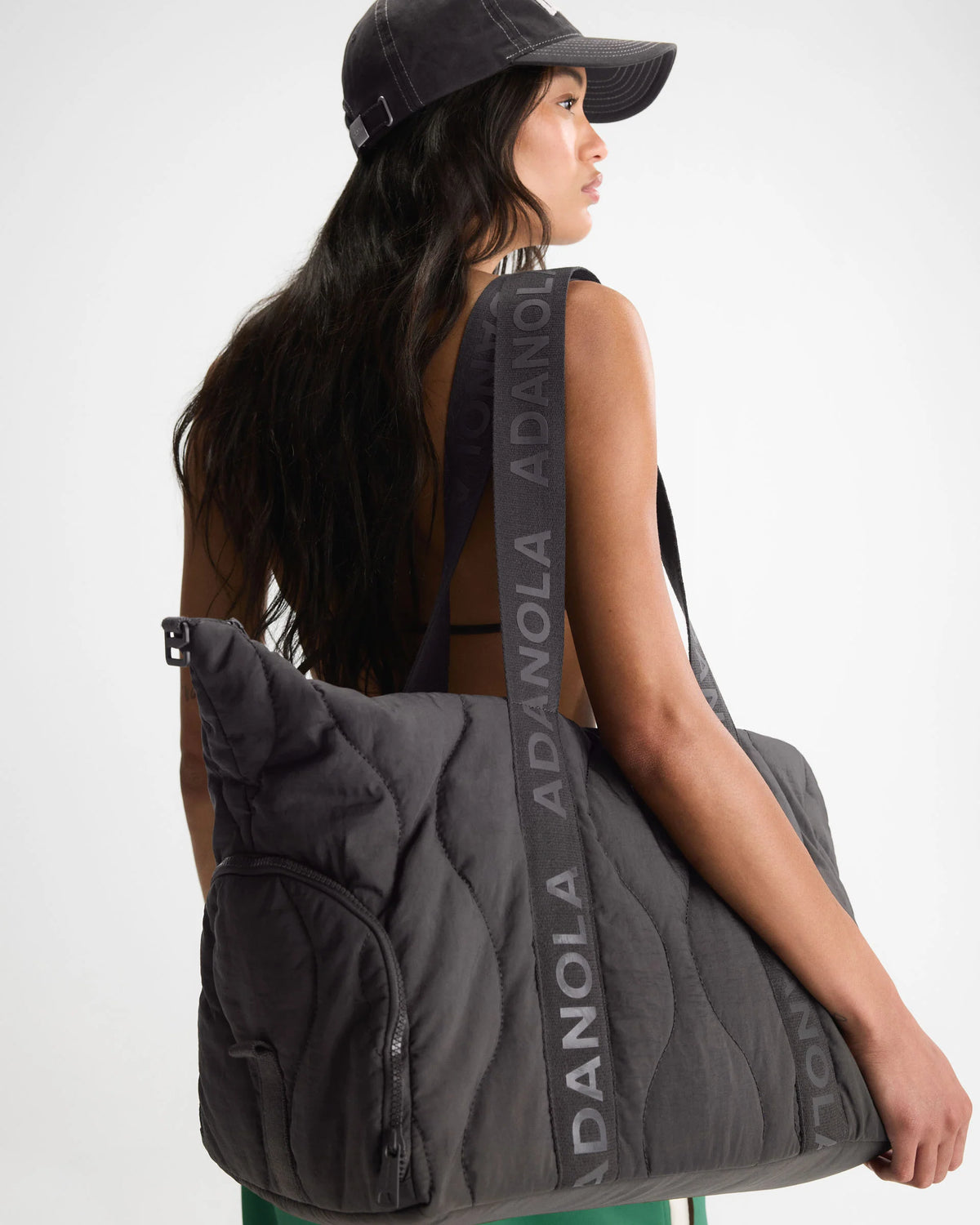 Quilted Nylon Weekender Bag - Coffee Bean