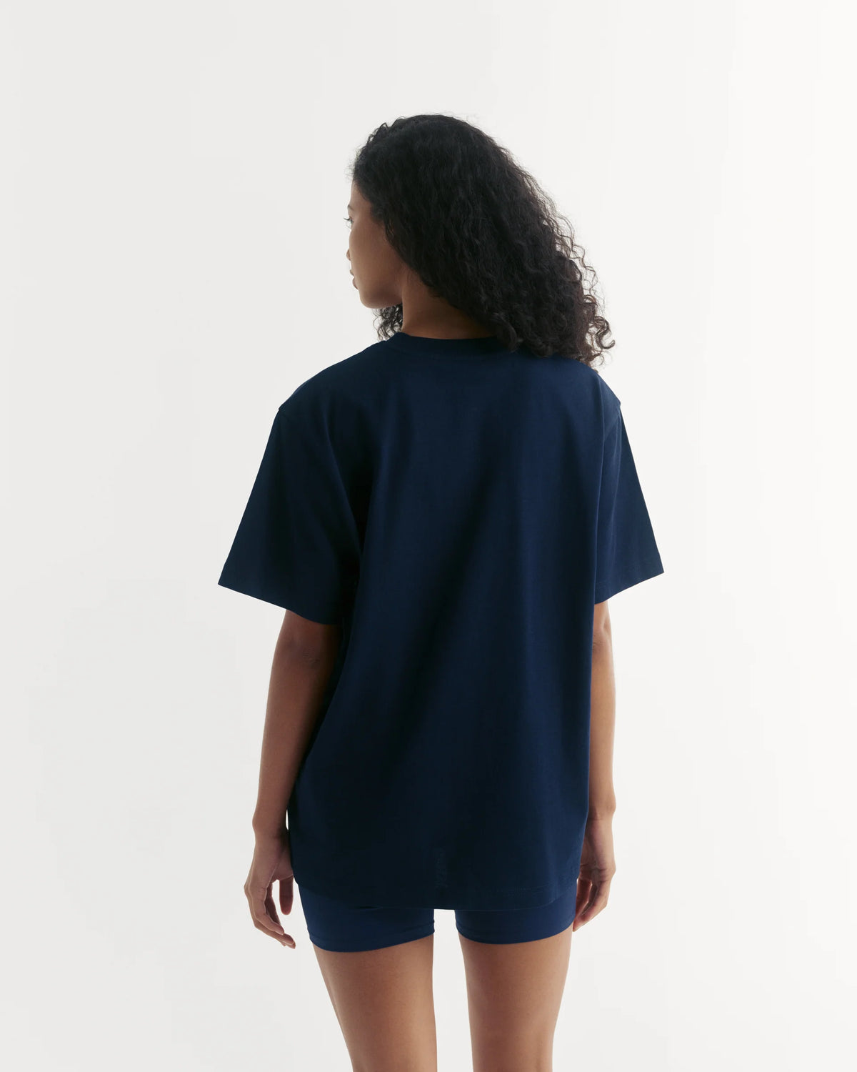 Varsity Short Sleeve Oversized T-shirt - Navy Blue/White