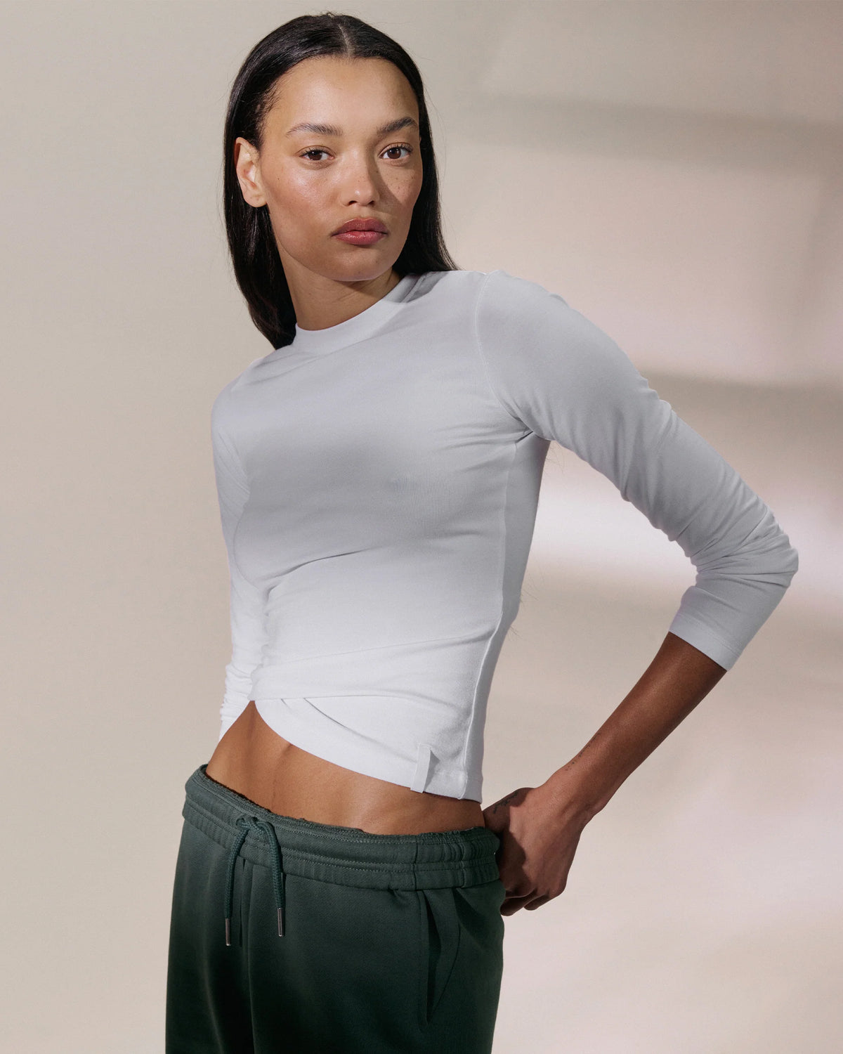 Modal Soft Long Sleeve Top - White