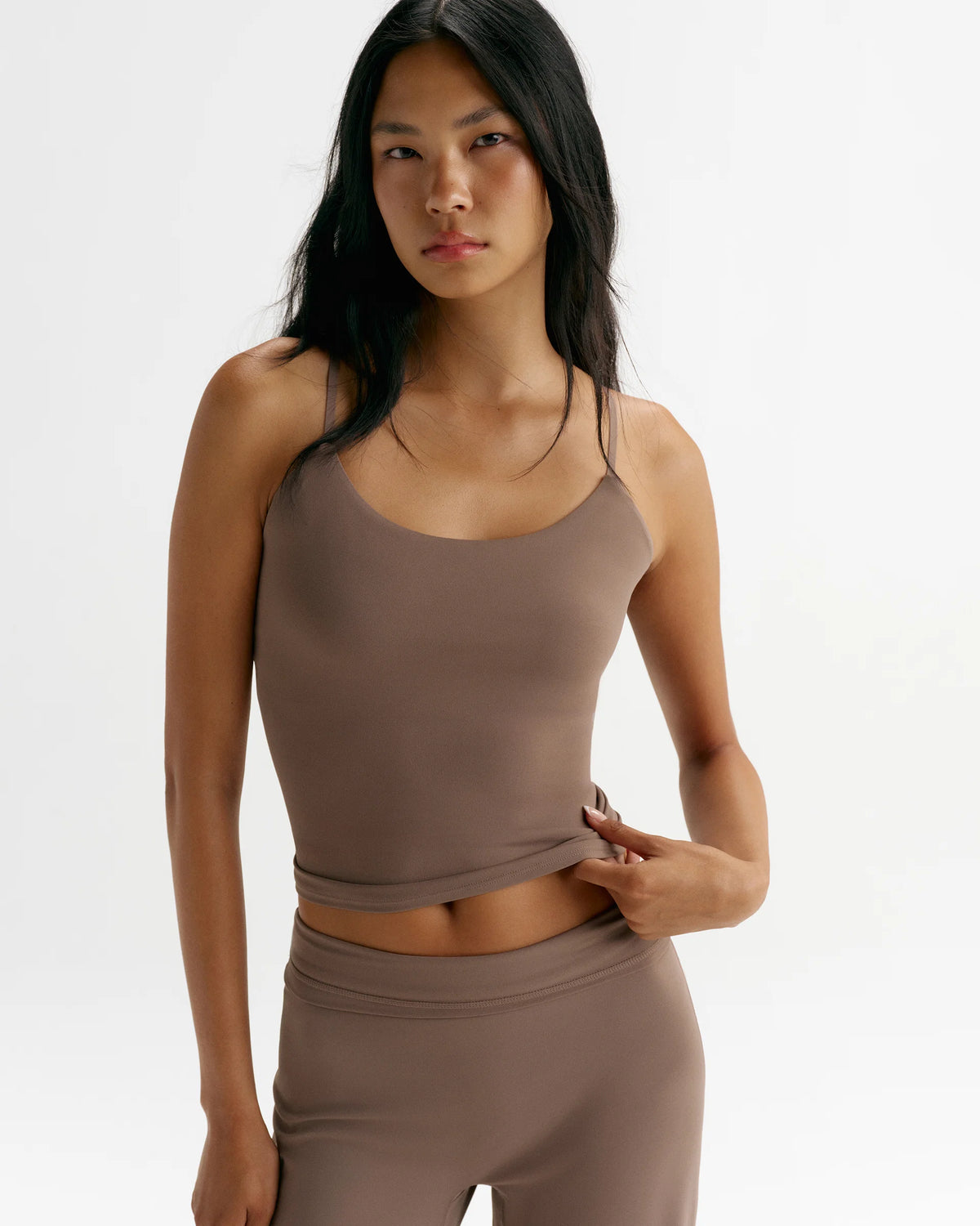 Skinny Strap Yoga Top - Walnut Brown