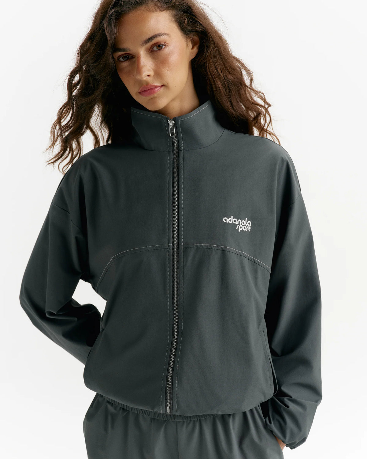 Adanola Sport Top-Stitch Detail Track Jacket - Sea Green