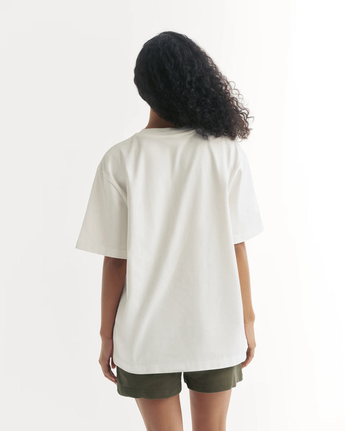 Varsity Short Sleeve Oversized T-shirt - White/Olive Green