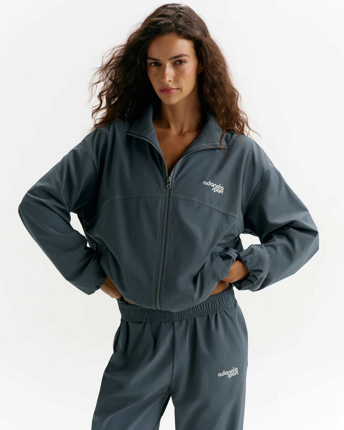 Adanola Sport Top-Stitch Detail Track Jacket - Storm Blue