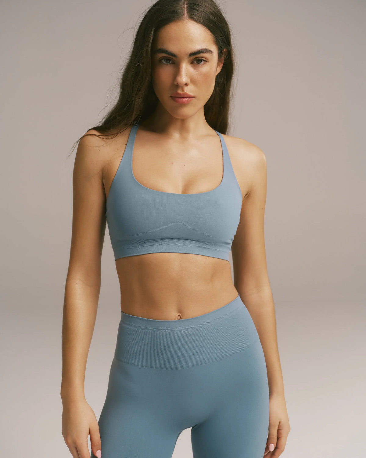 Seamless Racer Back Bra - Slate Blue