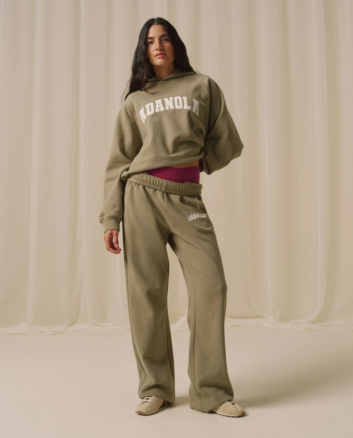 Loose Fit Straight Leg Sweatpants Pistachio Green